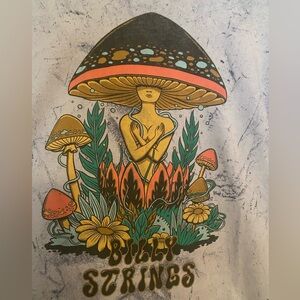 Billy Strings concert merchandise t-shirt mushroom print tie-dye speckle